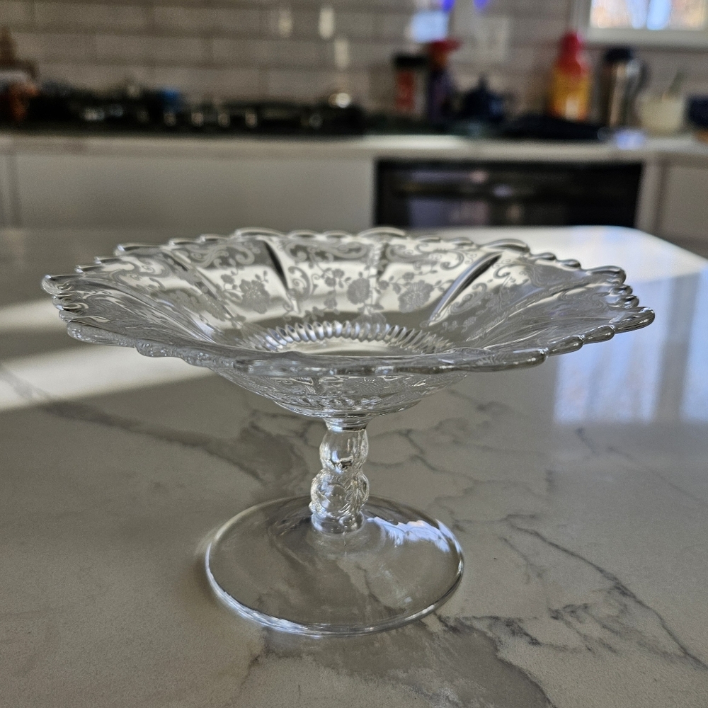 Cambridge Chantilly Martha Blown glass footed cheese stand vintage